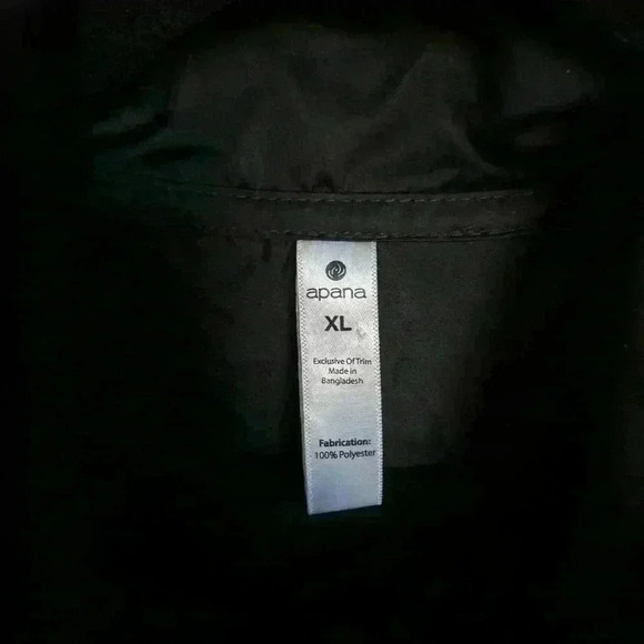 Apana Black Lightweight Windbreaker XL DrawstringWaist Zip Front Water-Resistant - Picture 4 of 8